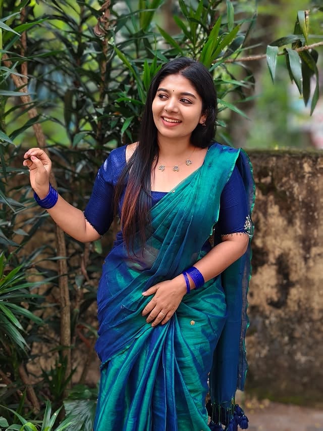 Some speak love, I wear it 💙🧿saree @_by_astra_ blouse designed @aprill_designers #insta #instamood #instafit #likefortag #likes by @hey_its_revathy