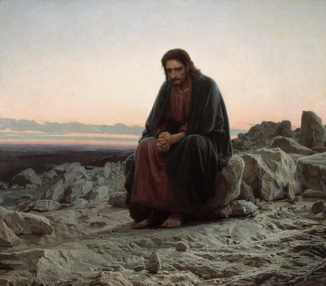 “Jesús en el desierto” - Ivan Kramskoi (1872)Dejo esta hermosa imagen de Jesus en el desierto luego de haber sido tentado por el Mal. by @charlasdefilosofia