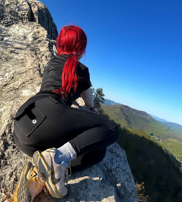 Good hike with squish and fluffy #hiking #altgirl #redhead #mountains #hike by @gonkgonk666