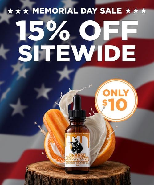 Memorial Day Sale begins today 🇺🇸Save 15% OFF SITEWIDE - including Beard Care Kits and Combos!! Plus, grab a Orange Dreamsicle Beard Oil for only $10 (while supplies last) by @badassbeardcare