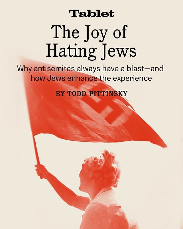 Cruelty can be fun. Especially when it offers belonging, certainty, and a sense of purpose.⁠⁠From medieval religious spectacles to Nazi rallies to college quads after Oct. 7, antisemitism has repeatedly offered its adherents something far more psychologically rewarding than mere hatred. The antisemite is often having a really good time.⁠⁠⁠Head to link in bio to read. by @tabletmag