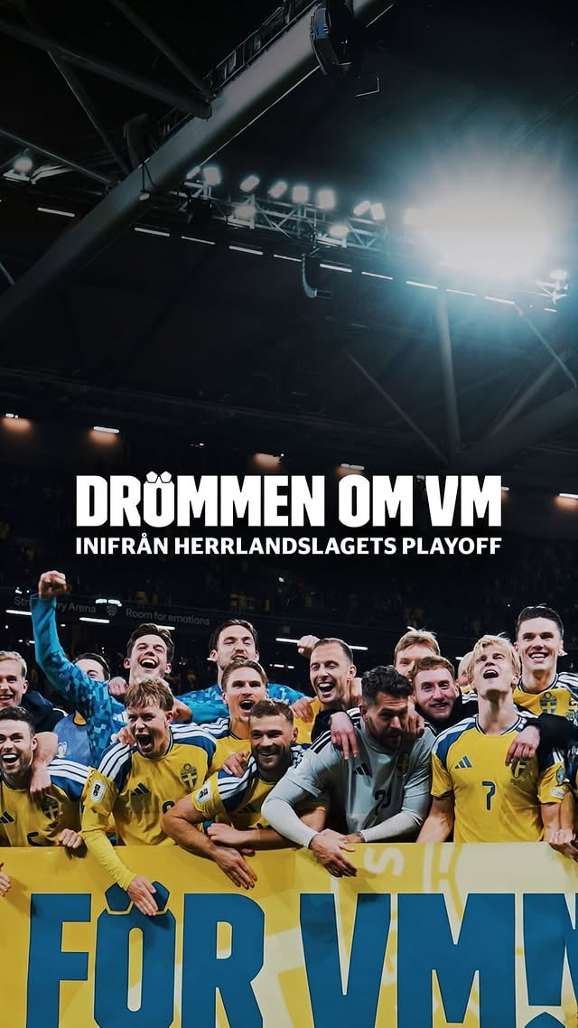Nu släpper vi ”Drömmen om VM – inifrån herrlandslagets playoff”. En dokumentär producerad av Svenska Fotbollförbundet i samarbete med @adidasfootball Följ herrlandslagets resa bakom kulisserna under den avgörande playoffsamlingen – från mötet med Ukraina i Valencia till finalen mot Polen inför ett fullsatt Strawberry Arena. Kvällen då Viktor Gyökeres avgjorde i slutskedet och VM-drömmen blev verklighet.En berättelse om drömmen om VM – och om allt som krävdes för att förverkliga den.🎬 Se dokumentären via länken i bio. by @swemnt