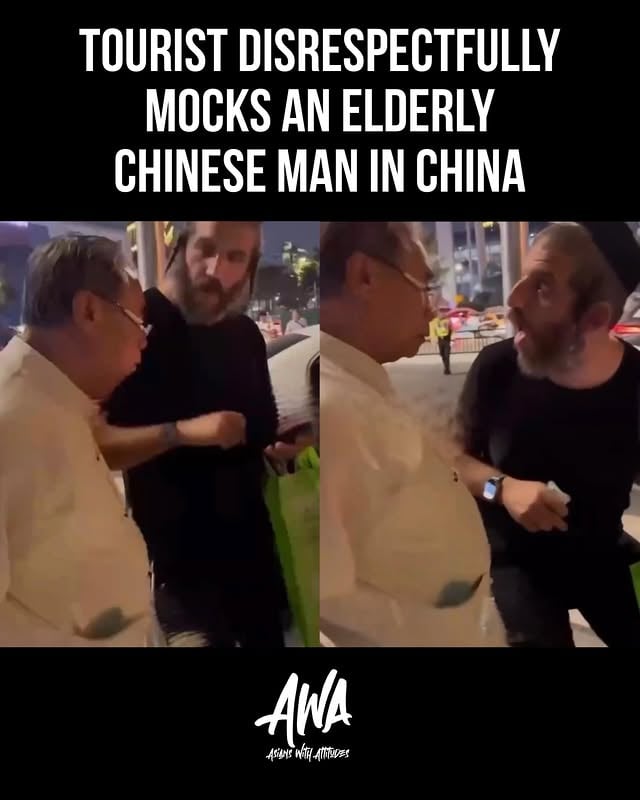 A tourist is going viral after he disrespectfully mocked a elderly Chinese man in China