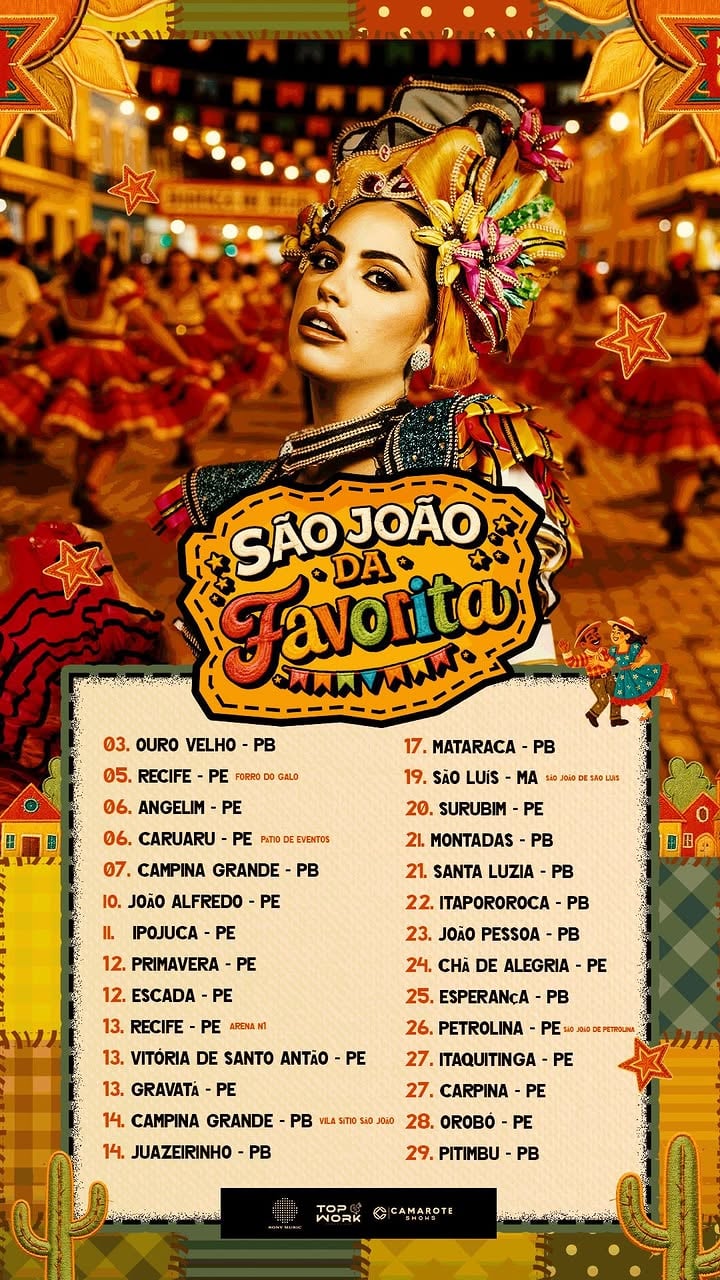 O São João da Favorita começou! 🔥

Este ano, nosso São João será uma grande homenagem às Quadrilhas Juninas, celebrando a cultura, a tradição e a beleza dessa festa que faz parte da nossa história. 

Agora eu quero saber: em qual cidade vamos nos encontrar? ❤️‍🔥 Comenta aqui!