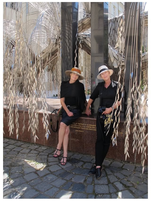 In 2012 I took my sister on a trip to trace our family roots. We started out in Hungary, in Budapest, where Tony Curtis' family Schwartz was from, a small town, Mátészalka near Budapest. We also went to Denmark and the island of Bornholm where our mother, Janet Leigh's family, Kofoed was from. 
In Budapest we visited the Dohány Street Synagougue. In the 90's my sister joined my father and a group of Hungarian Jews to help raise money for the restoration of this gorgeous synagogue after the war. It's a magnificent building with incredible history and there's a tree of life in this courtyard and each leaf has the name placed in memory of someone lost during the holocaust. My dear friend Deborah Oppenheimer placed plaques on the base of that tree of life in honor of my family and I was so moved when we saw them. It was a once in a lifetime trip with my sister Kelly and it bonded us in our history and family. If you have a sibling, I recommend taking at least one trip, just the two of you, to trace a little bit of your family history. It will be a lasting and permanent and important memory. It is for me and is helping me in these days of grief and mourining