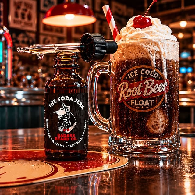 Our fan-favorite Summer seasonal scent is back!! The Soda Jerk offers refreshing notes of a classic Root Beer Float. Pull up a stool, grab a float, and give your beard the VIP treatment it deserves 🔥🙌-#mensgrooming #beardcare #summervibes #rootbeer #rootbeerfloat #badassbeardcare #beardoil by @badassbeardcare