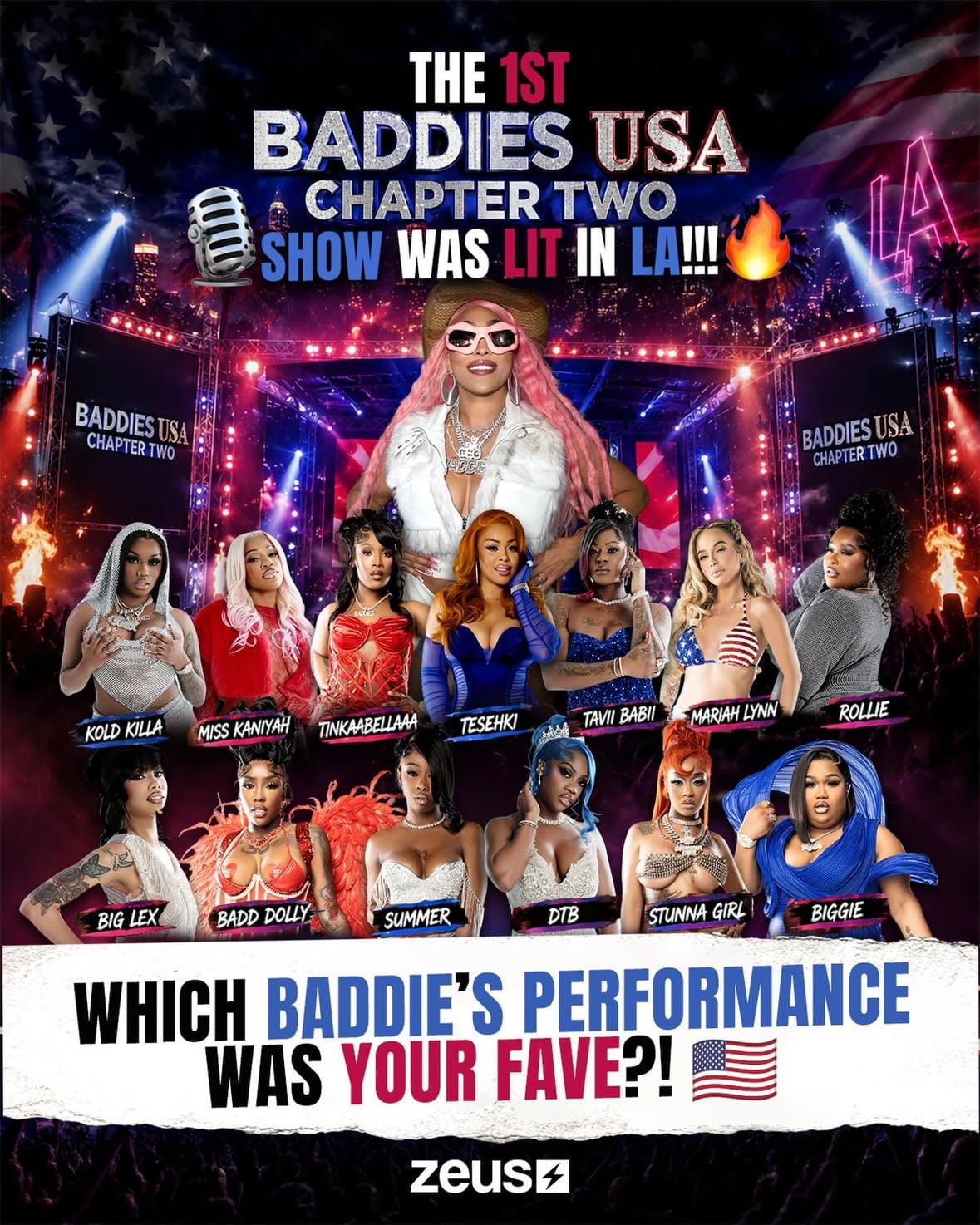 🙌🏾 EP @realmissnatalienunn SHUT DOWN #Coachella & the 1ST SHOW went up in LA on #BaddiesUSAChapterTWO this week!! 🔥 Flood the comments & TAG the #Baddie who had your FAVORITE PERFORMANCE!!! 🎙️🇺🇸

Link in bio to watch #BaddiesUSAChapterTWO streaming Now on @thezeusnetwork! ⚡️