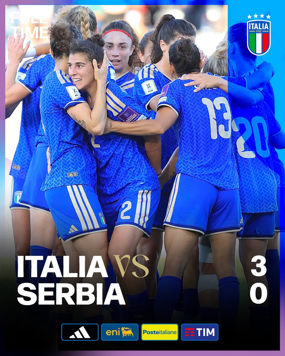 ⏱️ 𝐑𝐈𝐒𝐔𝐋𝐓𝐀𝐓𝐎 𝐅𝐈𝐍𝐀𝐋𝐄

🇮🇹🇷🇸 #ItaliaSerbia 3️⃣-0️⃣
49’ Bergamaschi; 82’ Caruso; 88’ Bonansea

#Nazionale #Azzurre #LeAzzurreSiamoNoi