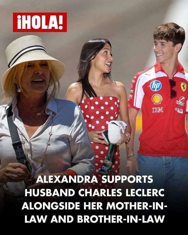 Alexandra Saint Mleux was spotted in the paddock at the Monaco Grand Prix, supporting her husband, Ferrari driver Charles Leclerc, alongside her mother-in-law, Pascale Leclerc, and brother-in-law, Arthur Leclerc, during one of the most important weekends of the Formula 1 season.