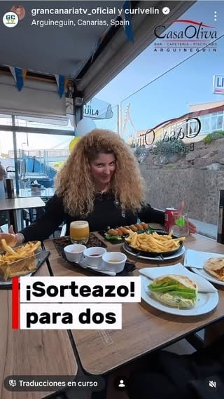 #publi

🌊▪️ SORTEAZO PARA DOS EN UN RESTAURANTE DE COMIDA CASERA EN ARGUINEGUIN 🍔 🍕

1️⃣ Todo lo preparan ellos, es un lugar familiar, casero y con productos naturales de su  @fruteriapenate

2️⃣ @9613.alvaro su sueño nos ha relatado su gran calidad y atención y su cocinero su plato estrella  @dannyvazquez6

Entra en sorteo :
2️⃣ 🥤 🥤 Dos bebidas
🍴 Dos entrantes
🍔 🍕 ➖ Dos principales, pizza casera, hamburguesa o arepa 🩷 
Un coctel de autor

Lo pueden comer allí o para llevar 🛵 

💢 ➖ Para participar :

🩷 Dar like al reel
🤳 Seguir a @casaoliva.arguineguin
🤳 Seguir a @rest.arguineguin
🤳 Seguir a @curlvelin
💬 Menciona a un amigo distinto en comentarios, todas las veces que quieras, entre más menciones, más posibilidad de ganar.
💢 Comparte en historias y nos mencionas

〰️ Si tienes cuenta privada envía captura de pantalla

💫 El sorteo comienza hoy día  6 de Junio y termina el 13 de Junio.

💦 Bases legales ▪️

El ganador lo elige una app y se lo comunicaremos en privado y por historias. Tanbien se quedará en historias destacadas.

Mucha suerte a todos 🍀🍀