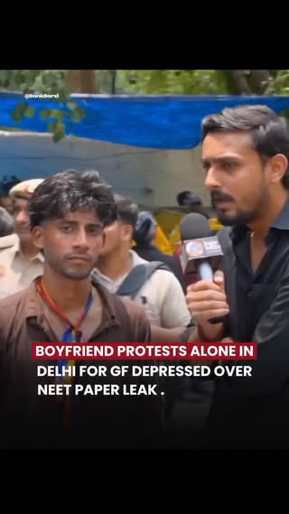 In a deeply moving incident from the national capital, a young man from Mehrauli was spotted standing strong at a student protest, driven entirely by his love and support for his partner. Speaking to the media, the youth revealed that he chose to join the protest because his girlfriend, a dedicated NEET aspirant, fell into a severe depression after news of the alleged NEET paper leak came to light. He shared that she has been battling emotional distress for over a month, which ultimately prevented her from attending the demonstration herself. Undeterred by her absence, the young man arrived at the protest ground completely alone, aiming to provide moral strength and stand as her voice in the fight for justice

VC 🎥 - @bajarbattu.official