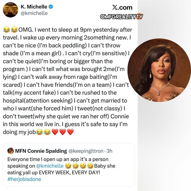K. Michelle with a tweet/X post.

#RHOA #RealityTV
