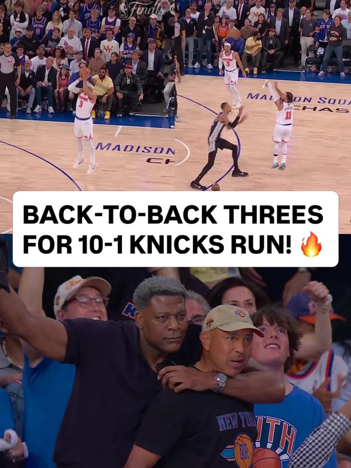 @jhart and @jalenbrunson1 knock down a pair of threes to extend their lead before the break! 🙌 SAS/NYK • NBA Finals Game 3 • LIVE NOW on ABC & ESPN <link in bio>