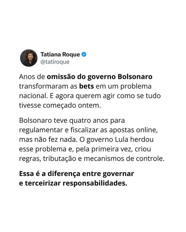 O bolsonarismo criou o problema e agora quer fugir da responsabilidade. by @tatianaroque.oficial