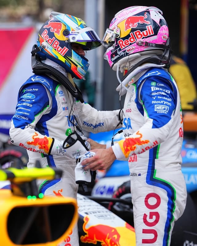 Two career bests for the @visacashapprb team in Monaco 😮‍💨 P5 for @liamlawson30 and P6 for @arvid.lindblad. Huge congrats to both on an incredible milestone result! by @fordracing
