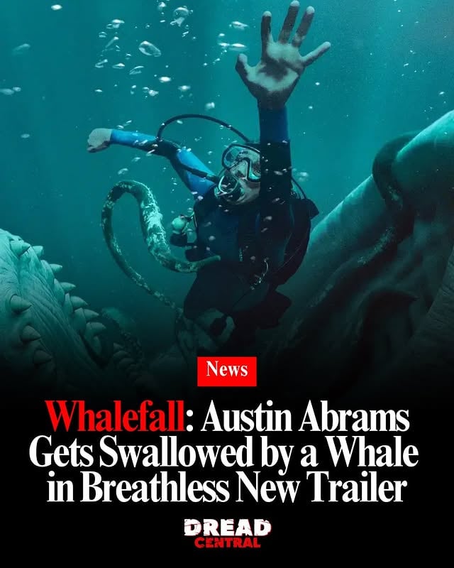 The first trailer for Whalefall as emerged, the upcoming man-swallowed-by-a-whale survival drama, and it’s a breathtaker.The film is described as The Martian meets 127 Hours, centering on a scuba diver in search of his deceased father’s remains who gets swallowed by an 80-foot, 60-ton sperm whale and has only one hour to escape before his oxygen runs out. Austin Abrams (Weapons, Resident Evil) stars with Brian Duffield directing. Whalefall is based on the novel of the same name by Daniel Kraus.20th Century has dated the movie for October 16, 2026. Watch the trailer now at dreadcentral.com. by @dreadcentral