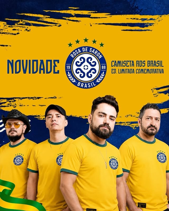 ⚽ ROSA DE SARON NA COPA DO MUNDO! ⚽🇧🇷

A nossa paixão pelo futebol encontrou com o Universo Rosariano. Apresentamos a Camiseta Comemorativa Rosa de Saron Brasil, inspirada na tradição da Seleção Brasileira e criada especialmente para os fãs que carregam a banda no coração e o Brasil na alma.

- Tecido Dry-Fit de alta qualidade
- Nome e número personalizáveis
- Edição especial com unidades limitadas
- Ideal para acompanhar os jogos da Copa, eventos e colecionar

Personalize com o seu nome, o nome de um amigo ou até mesmo o nome do seu integrante favorito da banda.

⚠️ Atenção: esta é uma edição limitada. Após o encerramento da produção, não haverá reposição de estoque.

Garanta a sua antes que acabe em www.4fan.com.br/rosadesaron
#rosadesaron #4fanmerch #brasil #copadomundo