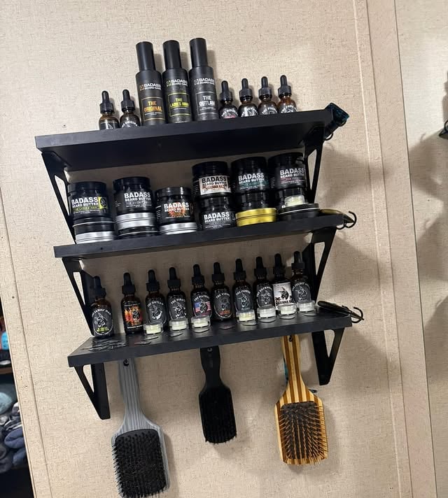 We love to see how our fans show off their Badass Beard Care collections 💪🔥From custom-built shelves to repurposed tool chests - what's your favorite way to store your beard products? Drop your tips and tricks in the comments and inspire your fellow bearded brothers! 👇-#badassbeardcare #beardcare #mensgrooming #menshealth by @badassbeardcare